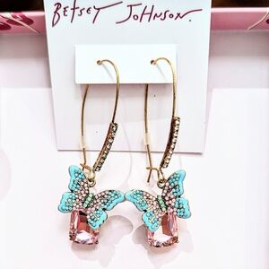 New Betsey Johnson Mosaic Butterfly Gem Necklace